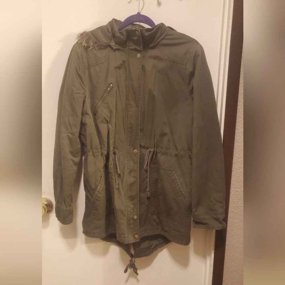 Forever21, Large, green, jacket, with hood.